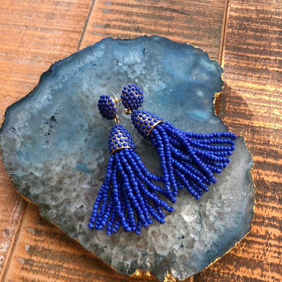 BaubleBar Mini Piñata Tassel Earrings Cobalt Blue - Picture 2 of 6